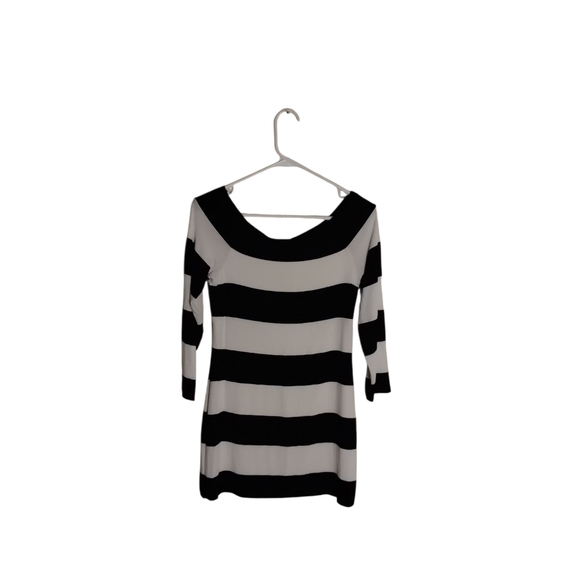 Bailey 44 Women's M Black White Stripe 3/4 Sleeveless Stretchy Lined Tunic Top - Picture 1 of 4